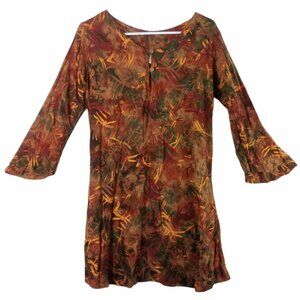 Boho Tunic Mini Dress Dragonfly Print Womens S Colorful  Pockets Whimsical